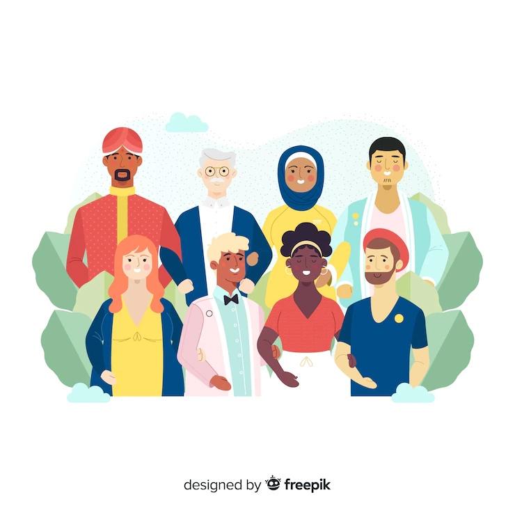 Люди разных национальностей иллюстрация