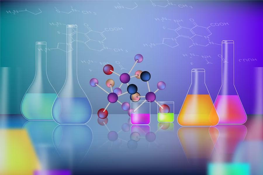 лаборатория и химические элементы иллюстрация
